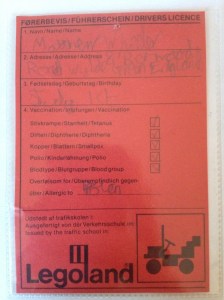 My Legoland driving licence, reverse