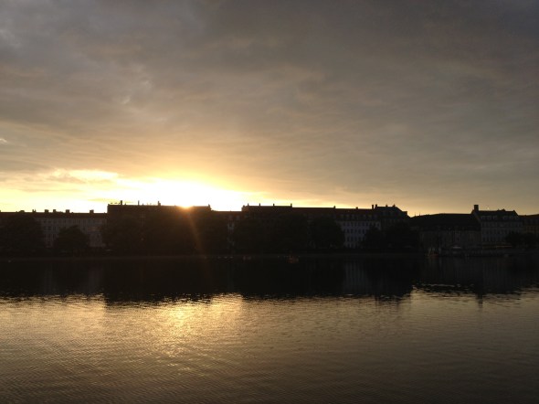 The evening view of a Copenhagen waterfront