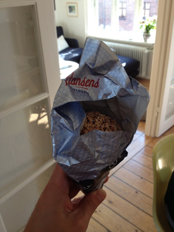 A Hansen's chocolate and hazelnut cone