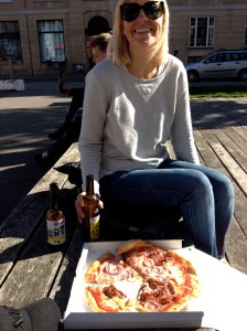Pizza, beer and wife