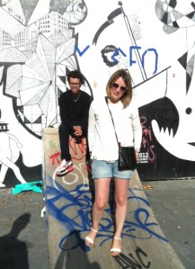 Kelly & Geoff outside the artwork around our local Metro worksite